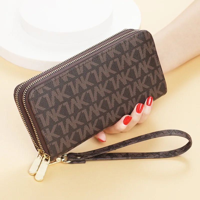 Long Wallets for Women, Double Zipper Clutches, Purse with Big Letter