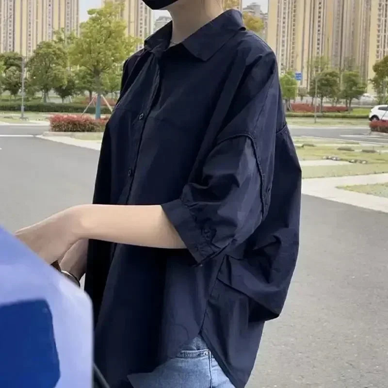 Women Blouses  Casual Loose Button Up  Long Sleeve Vintage oversize Shirt