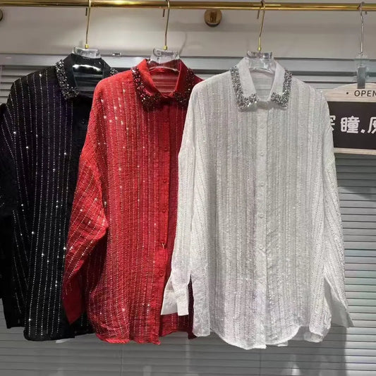 Woman Clothes Autumn Luxury  Blouses Female Clothing Long Sleeve