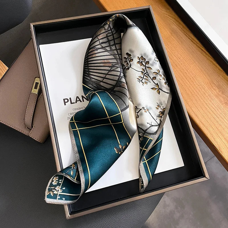 Silk Square Scarf Women Hair Ribbon