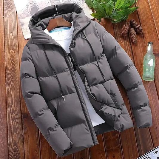 Thick Puffer Hooded Jacket  Casual Warm Parkas Business OuterWear