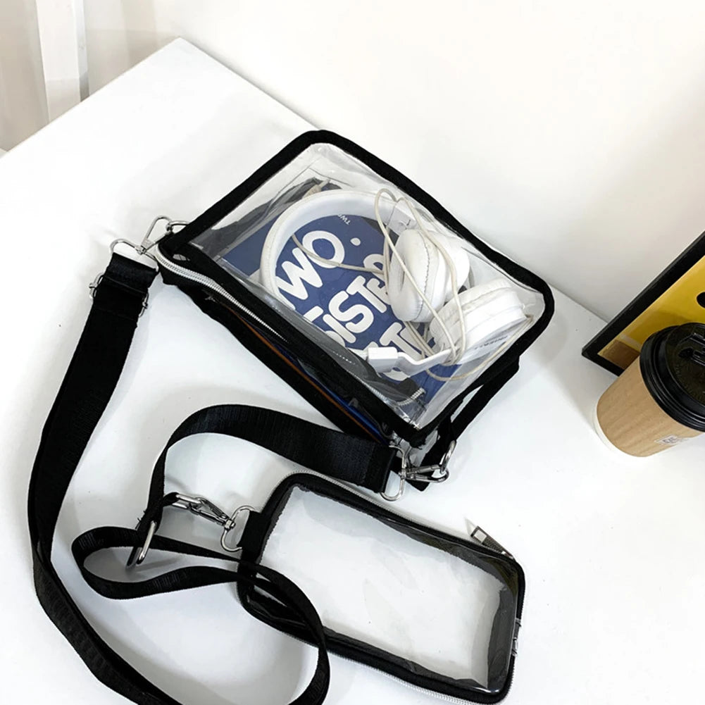 Women Crossbody Bag Casual Clear Clutches Zip Closure Travel Bag