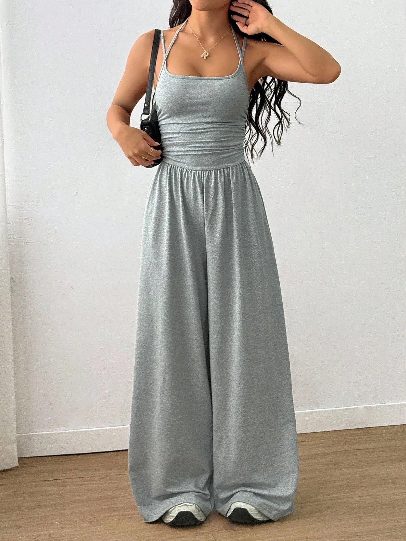 Casual Jumpsuit  Wide Leg Trouser  Sleeveless Sling Silm