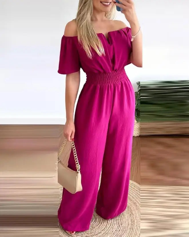 Jumpsuits for Women Casual Plain Short Sleeve