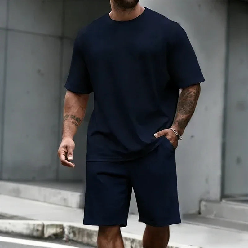 Men's Set O-Neck T-shirt & Sports Shorts