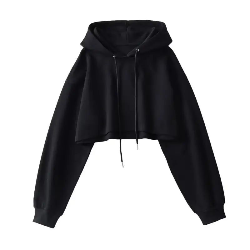 Sexy Short Hooded Sweatshirts Women Long Sleeve Crop Tops