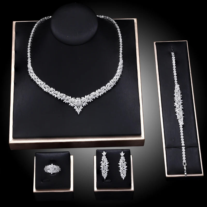 Cubic Zirconia Bridal Wedding Jewelry Set