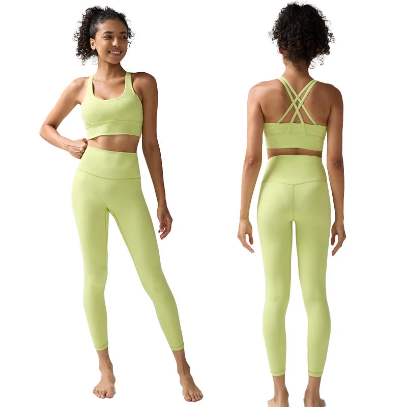 Women's Yoga Set Workout Set 2 Piece High Waist Yoga Leggings
