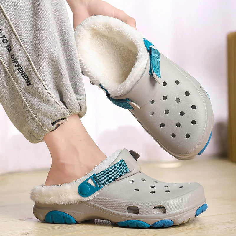 Men Slippers  Waterproof Soft and Comfortable Velvet Couple Non-Slip Wear-resistant slides