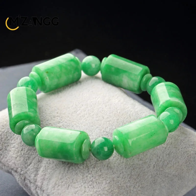 Natural Jade Dry Green Bracelet Necklace Hand-carved