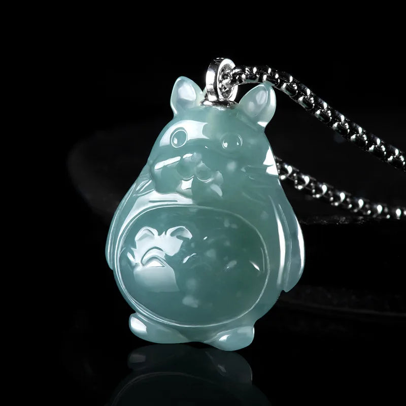 Genuine Natural Jadeite Blue Water Three-dimensiona Pendant