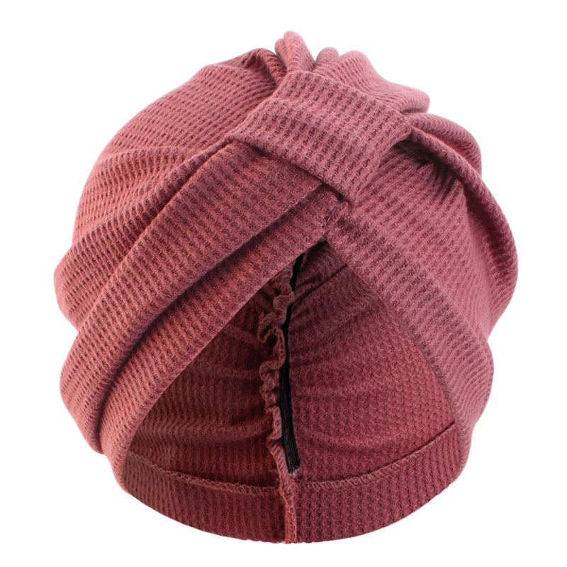 Women's breathable cotton thick waffle headscarf