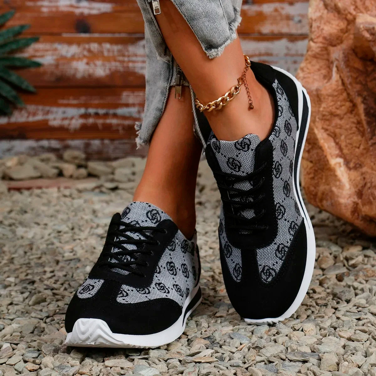 Women Sneakers  Casual Comfortable Lace Up Walking Shoes