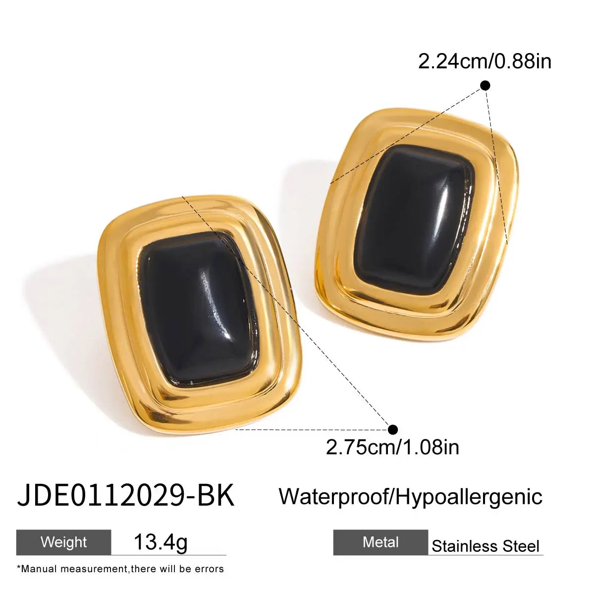 Large Stud Earrings Stainless Steel  Stone Earrings