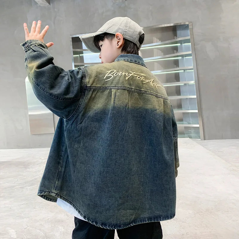 Children Denim Jacket for Kids Boys Fashion Spring Autumn Tops Coat with Pockets
