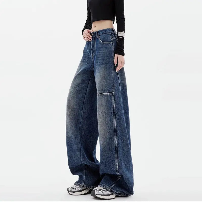 Women Casual Blue Wide Leg Jeans