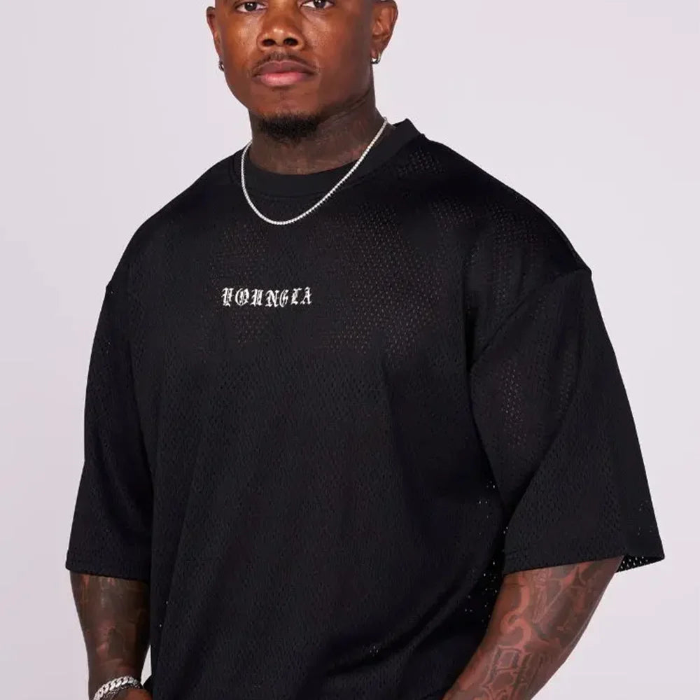 T-shirts Men Summer New Sports  Mesh Round Neck Loose And Comfortable