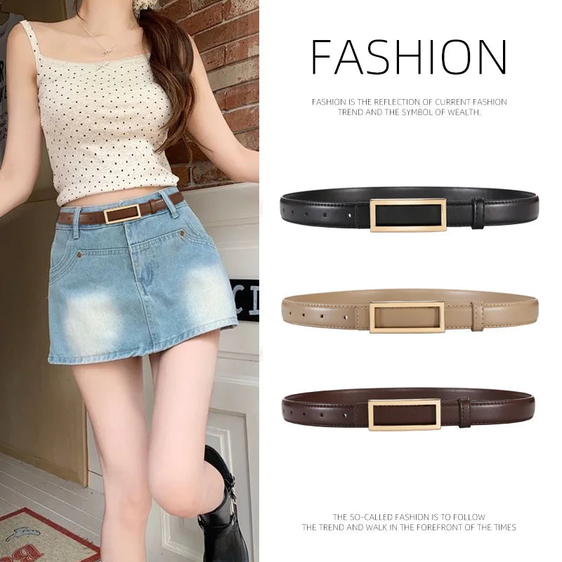 Women's Belt for Jeans  Leather Luxury Brand Buckle Belt