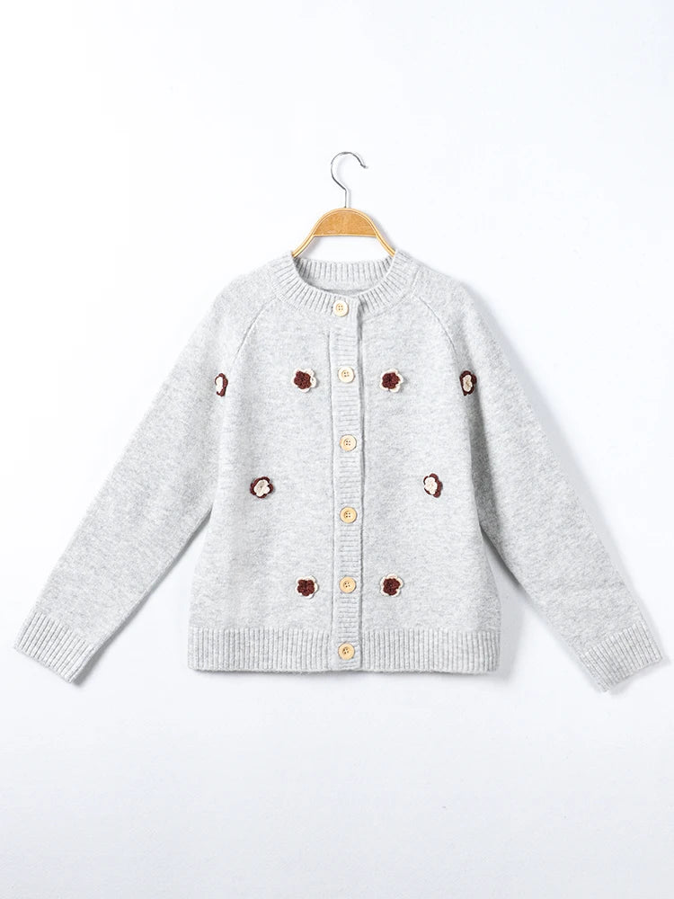 Women's Knitted Cardigan round Neck Long Sleeve Comfortable Knitwear