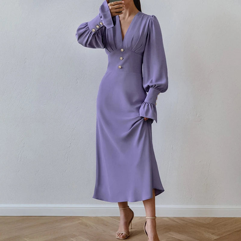 Deep V-neck Chiffon Party Dress