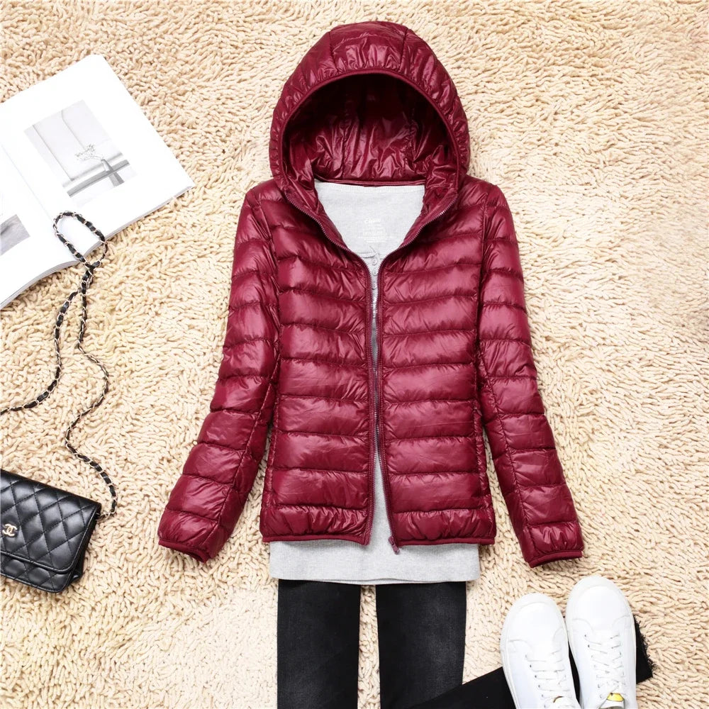 Women Puffer Jacket Ultra Light Weight Packable Hooded Down Coats