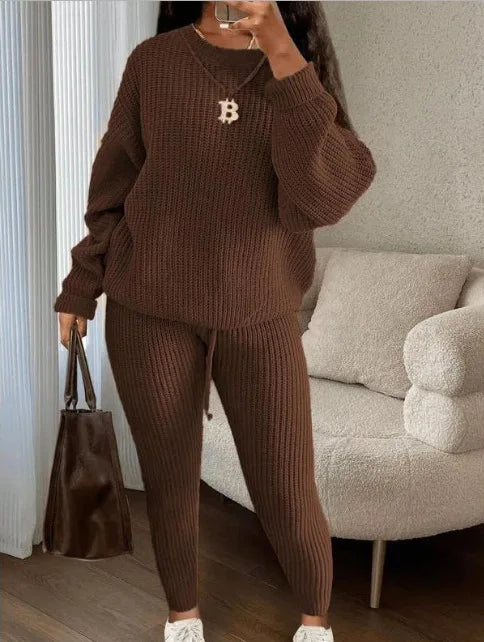 Knitted Sweater Two Piece Set For Women