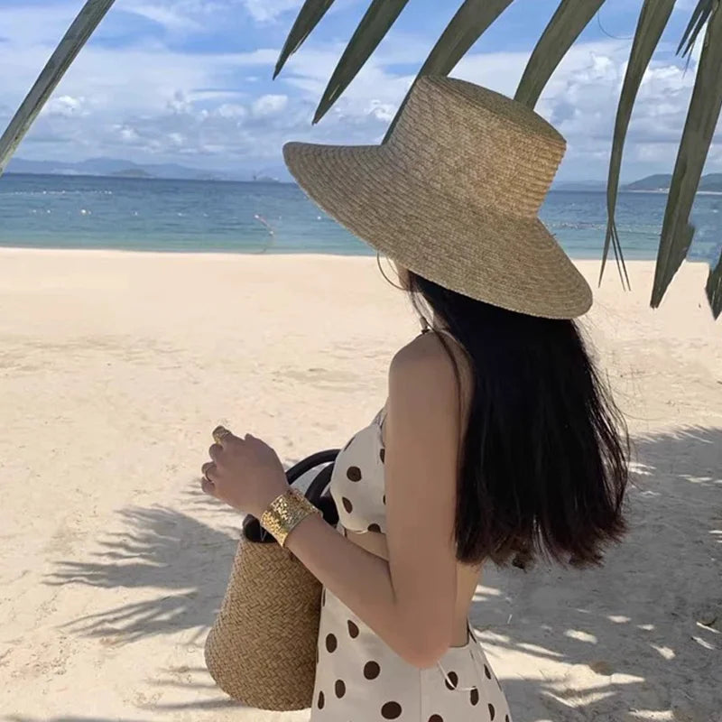 Retro Gold Braided Female Sunshade Flat Sequins Hat