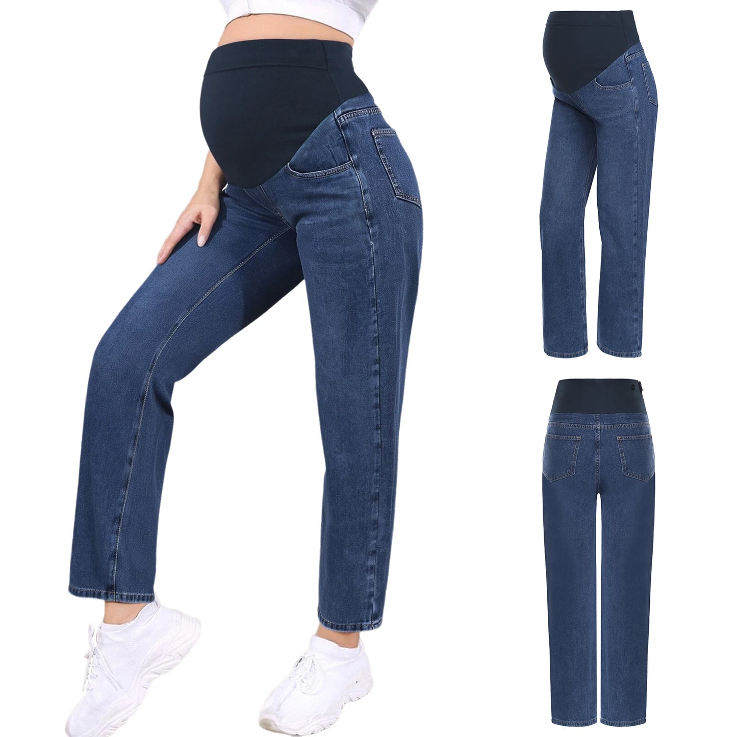 Maternity Jeans Pregnant Women Clothing High Waist Wide-Leg Denim Pants