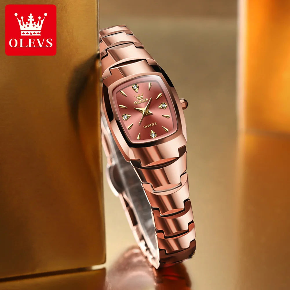 Women's  Quartz  Waterproof Tungsten Steel Case Strap Luminous Date Watch