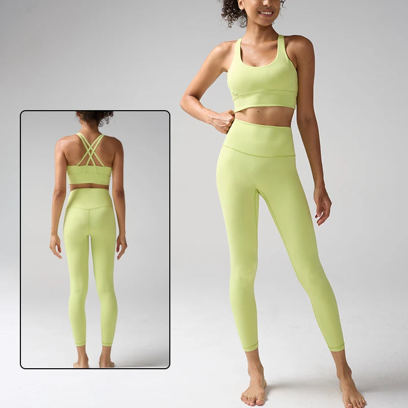 Women's Yoga Set Workout Set 2 Piece High Waist Yoga Leggings