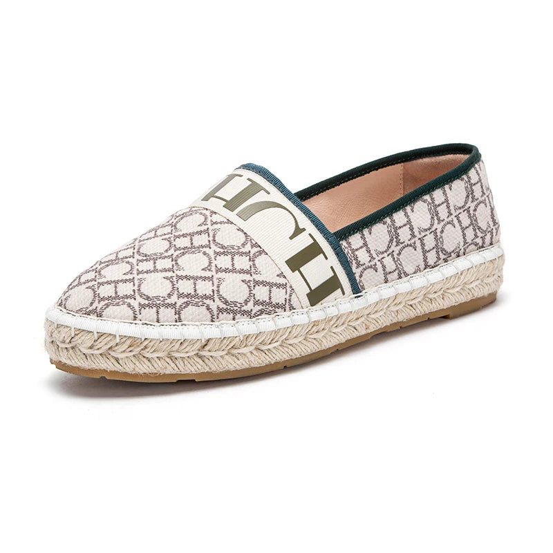 Exquisite Craftsmanship Women's Loafers Lace-up Flats Sparkling Loafers Handmade Grass Woven Soles