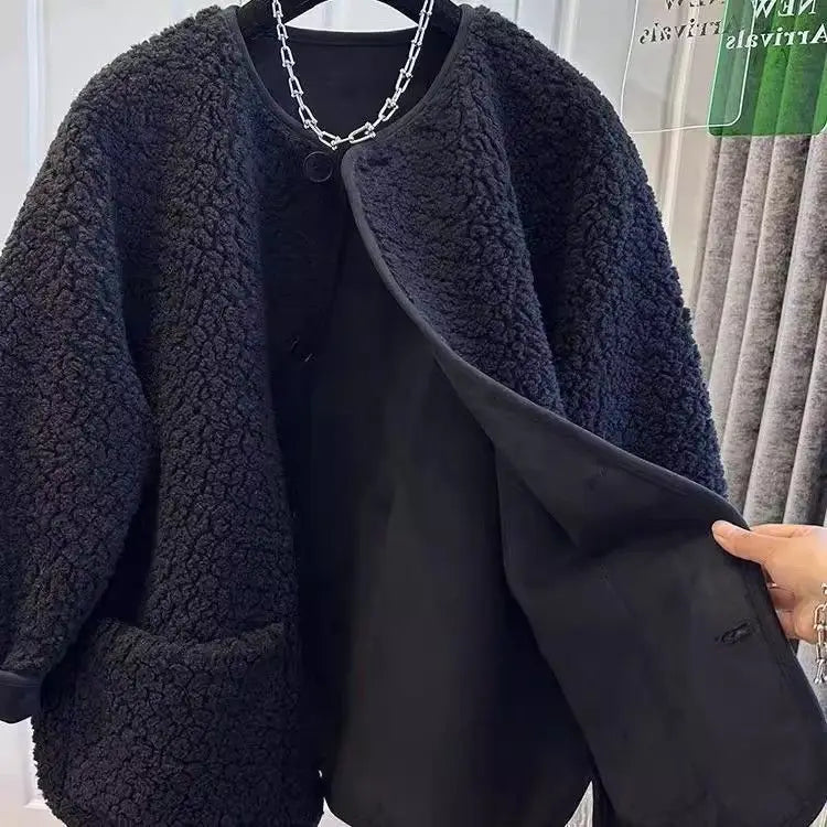 Women Winter Woolen Coat  Single Breasted Female Long Sleeve Jacket