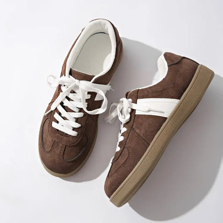 Women's Flat-bottomed Sneakers  Casual Lace-up Comfortable Low-cut Shoes