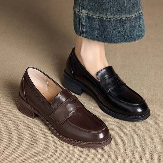 Women's Loafers  Shallow British style Low-heeled Slip-on Female Shoes