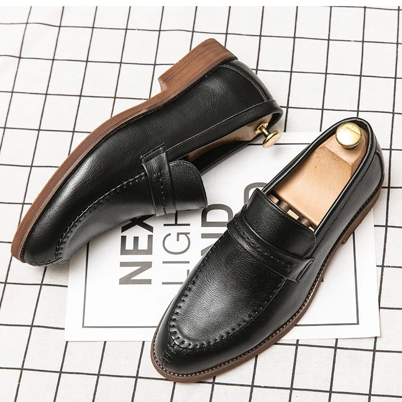 Men's Loafers Business Dress Leather Shoes Men's