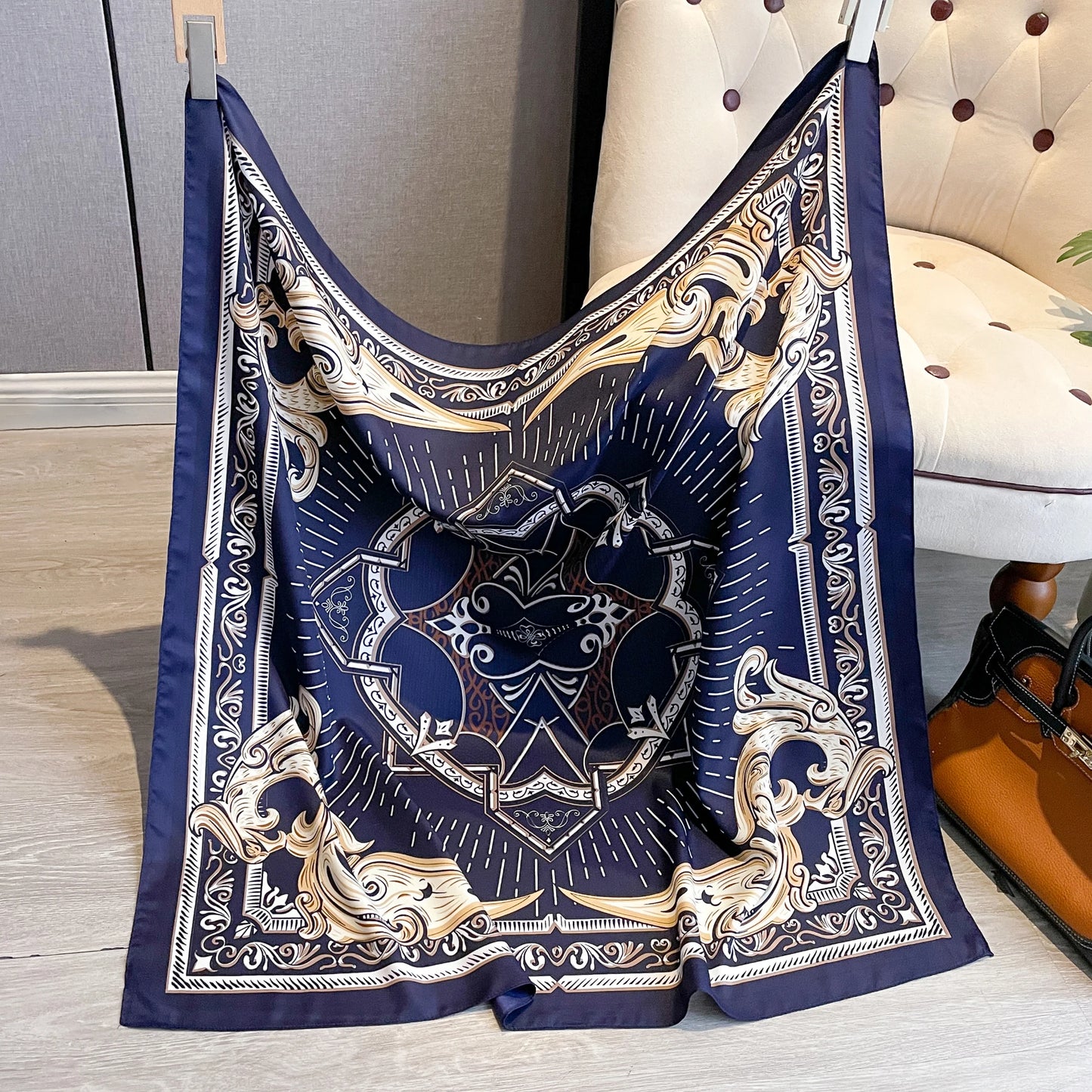 Silk Scarves Women Print Twill Square Head Shawl Bandanna