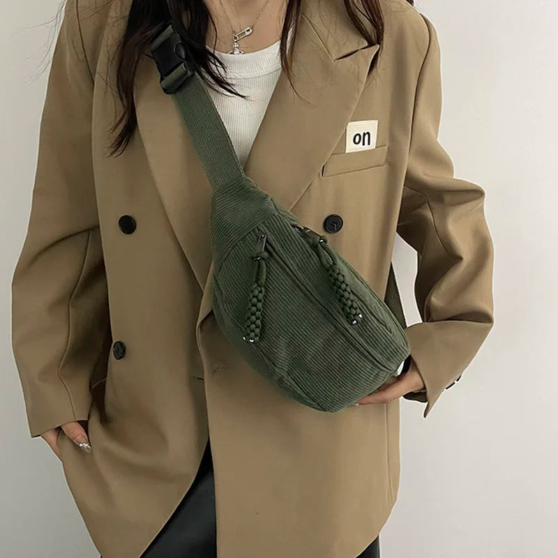 Casual Corduroy Belt Bags for Women