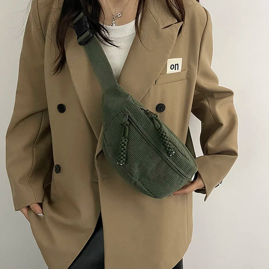 Casual Corduroy Belt Bags for Women