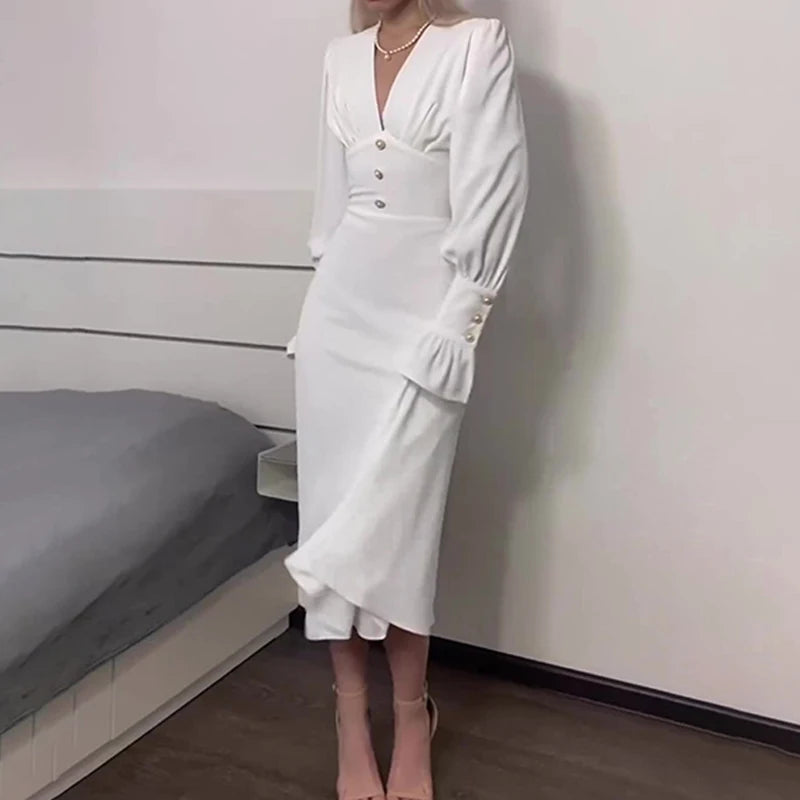 Deep V-neck Chiffon Party Dress