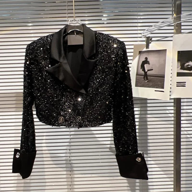 Small High Sequined Short Coat