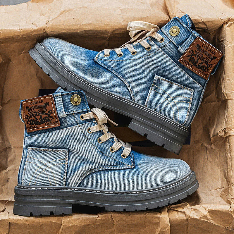 Men's high top denim boots