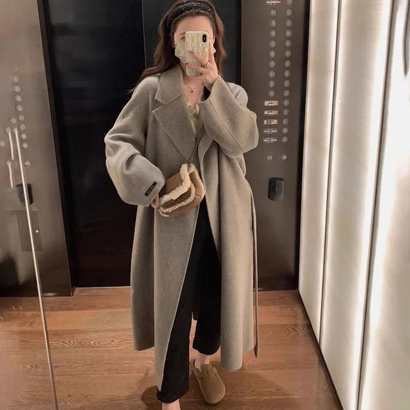 Women's Overcoat Loose Medium Long Double-sided Woolen Trenchcoat