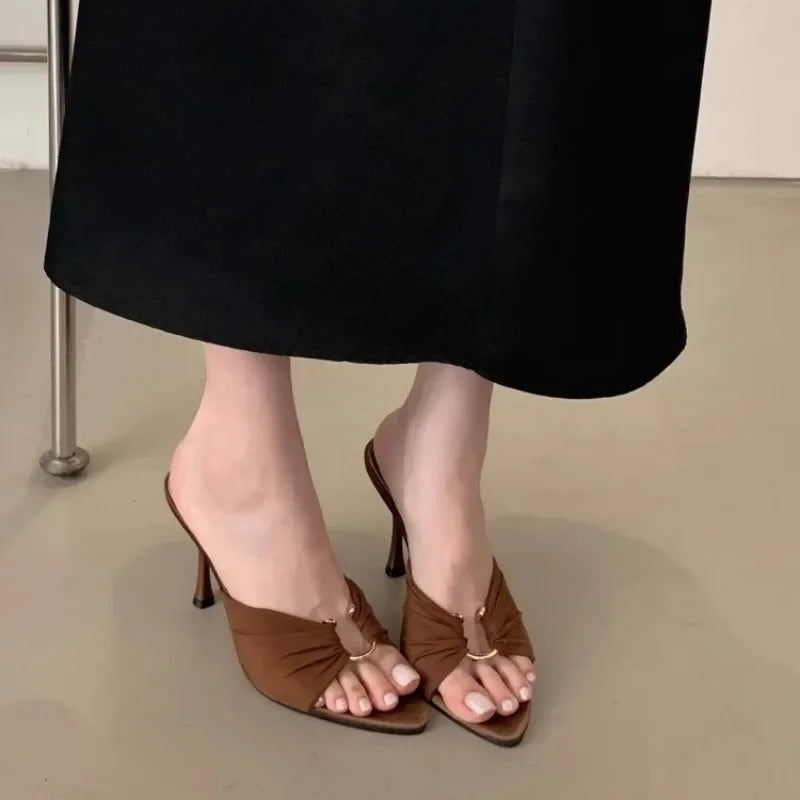 High Heels Slippers Pointed Toe Thin Heels Shoes