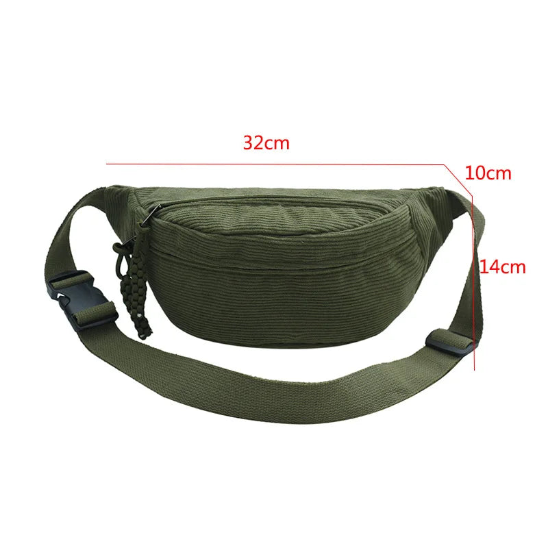 Casual Corduroy Belt Bags for Women