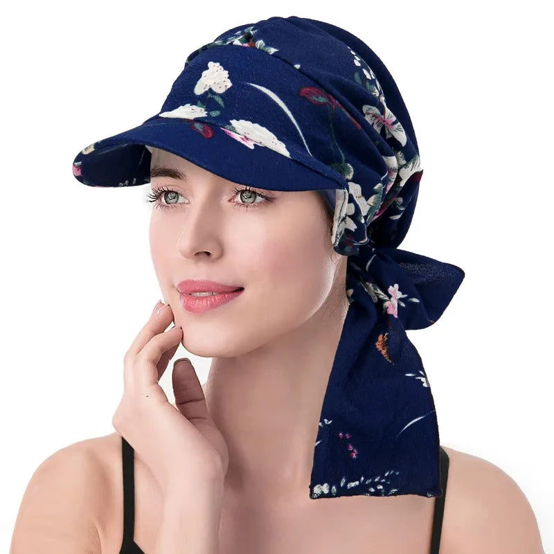 Women's New Printed Brim Headscarf Hat Outerwear