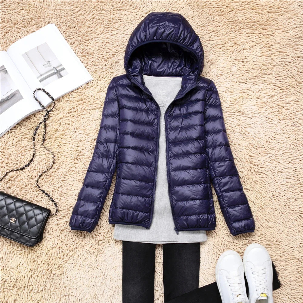 Women Puffer Jacket Ultra Light Weight Packable Hooded Down Coats