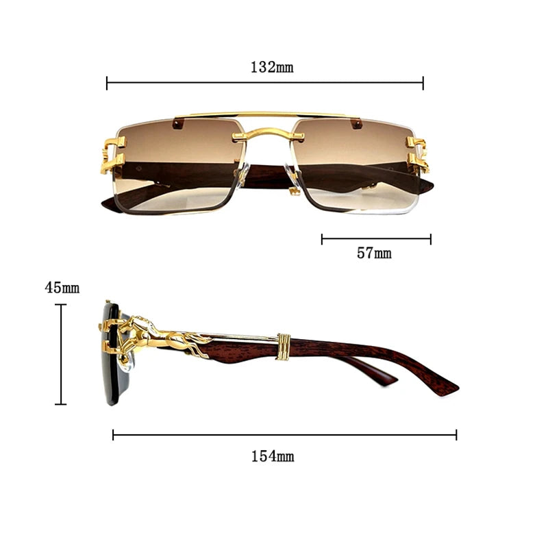 New In Sunglasses For Men Wooden Rimless Sunglasses Women  Vintage Square