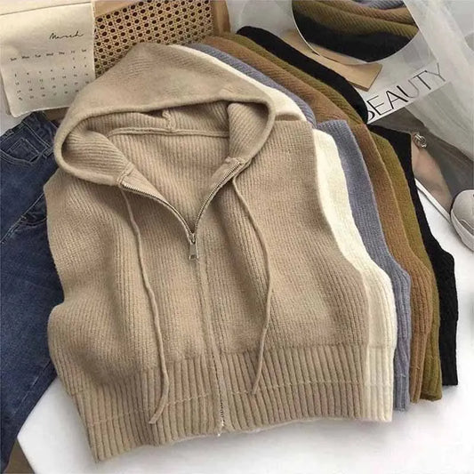 Women's Cropped Knitted Waistcoat All-Match Sleeveless Knitwear Tops