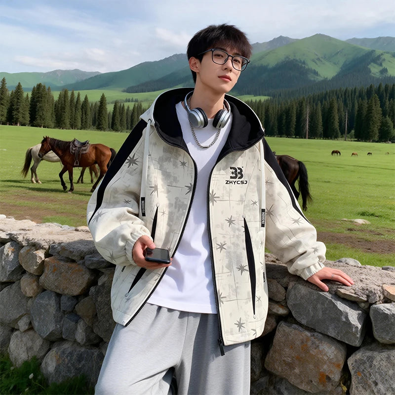 Hooded JacketLoose Fit Casual Coat  Versatile Wear for Teens Students