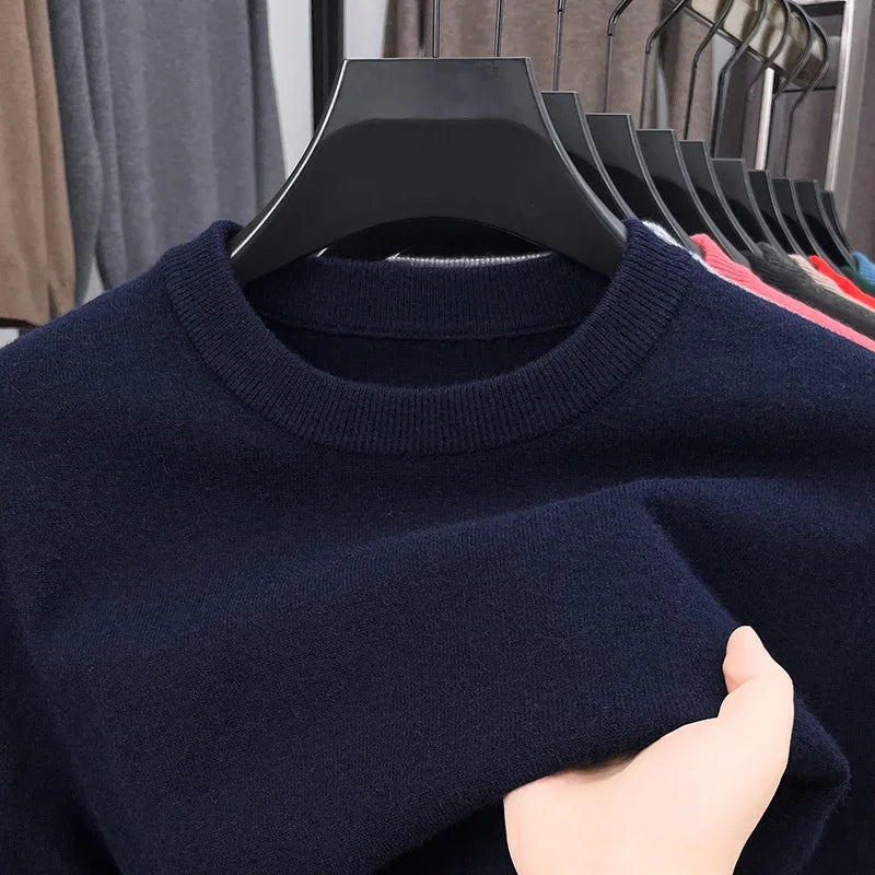 Men's Casual Sweater Round Neck Long Sleeve Knitted Sweater